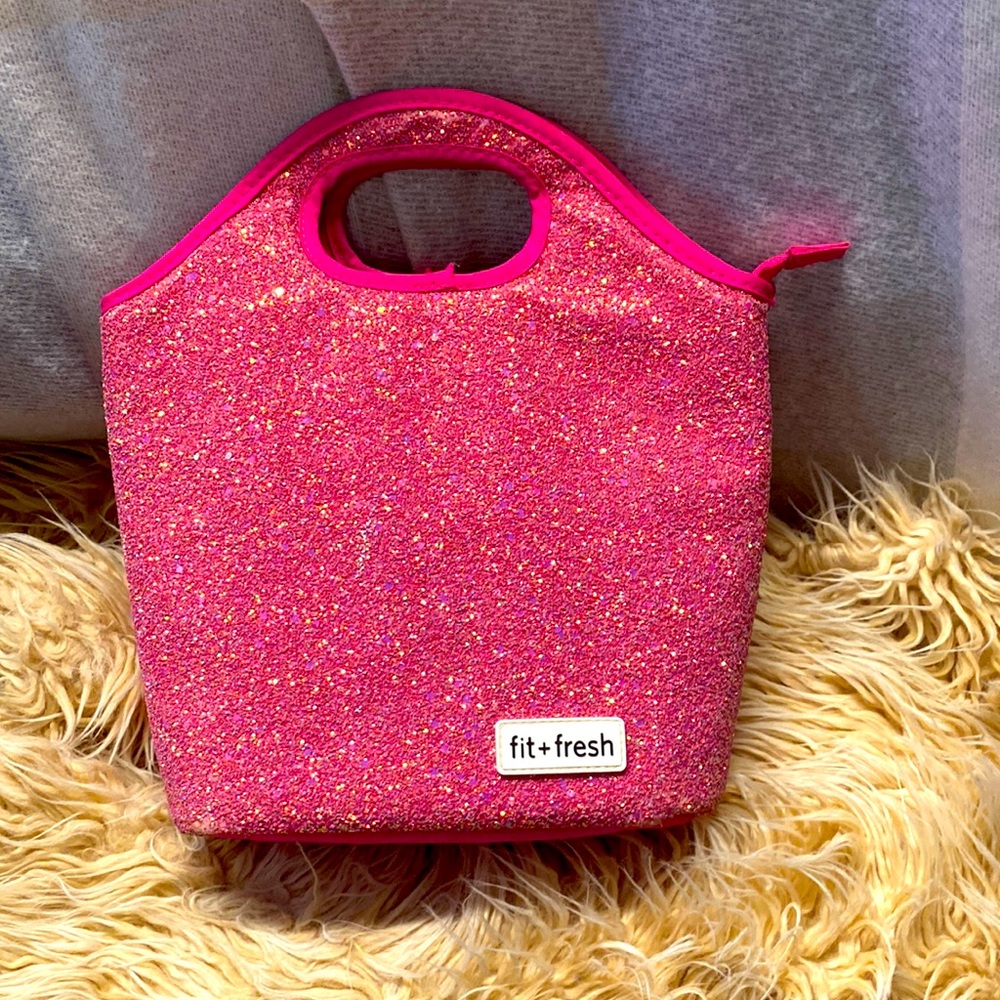 Adorable hot pink Fit & Fresh lunch tote with glitter.  Barely used.